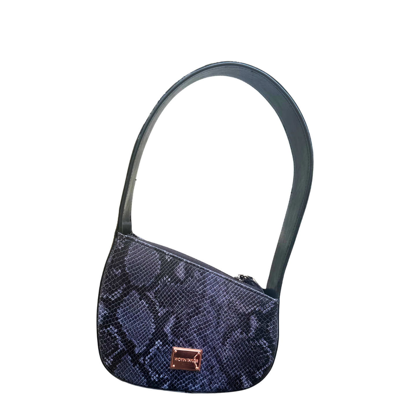 JAMILA Half-Moon Bag in Black Pythonskin