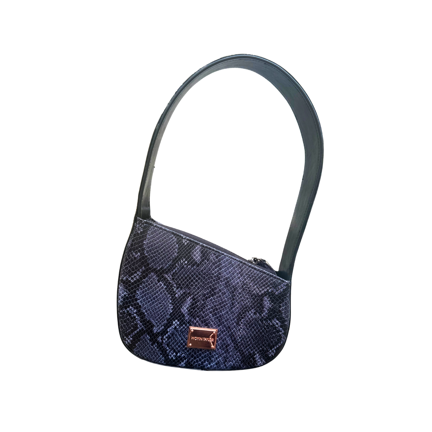 JAMILA Half-Moon Bag in Black Pythonskin