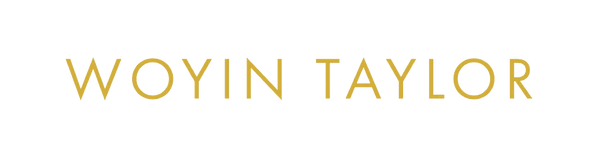 Gold text 'WOYIN TAYLOR' on a white background